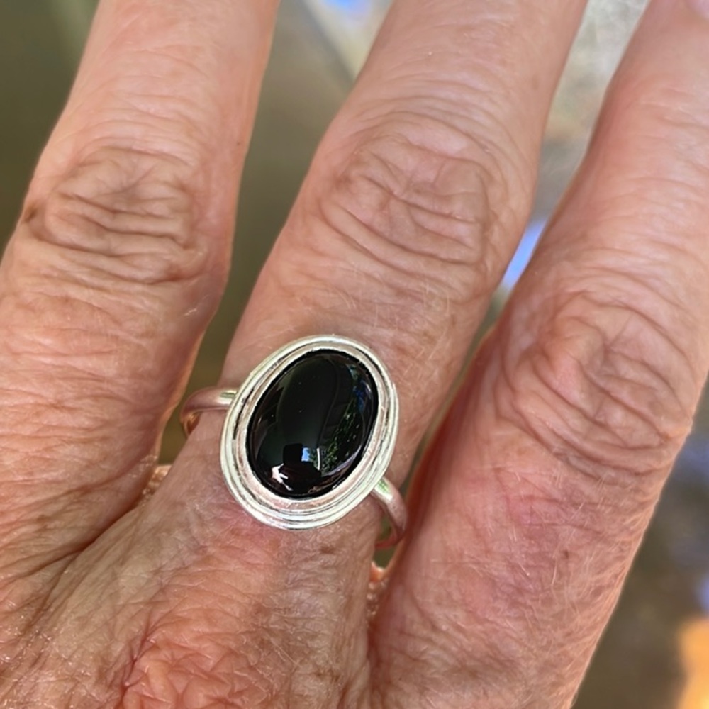 Handmade Silver Solitaire Ring with Onyx